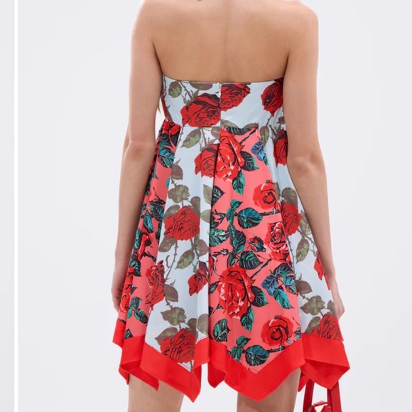 AKIRA Strapless Floral Dress - Red and White - Picture 5 of 9